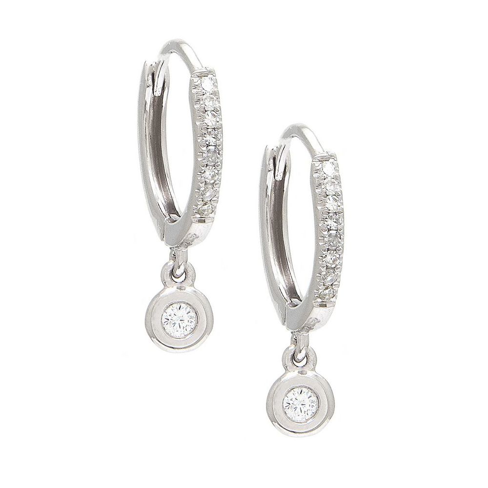 Small Hoop Diamond Earring Hanging Charms (14Kwg)
